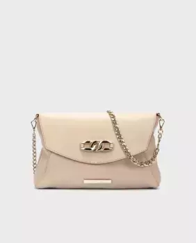 Кожаная сумка через плечо с ручкой-цепочкой серебристого цвета Martinelli, серебряный