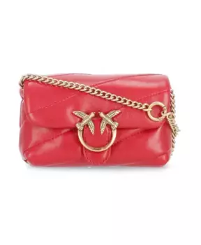 Кожаная сумка через плечо с стежкой Pinko, красный