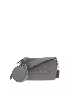 Кожаная сумка через плечо с тисненым логотипом Coach, серый