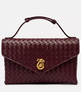 Кожаная сумка через плечо с узловым замком Bottega Veneta, Barolo-M-Brass
