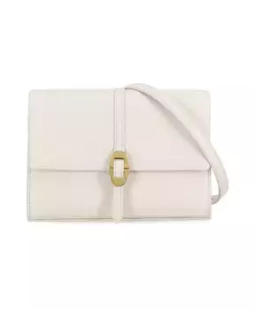 Кожаная сумка через плечо с визитницами Coccinelle, бежевый