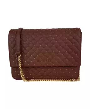 Кожаная сумка через плечо с заклепками Baldinini, коричневый