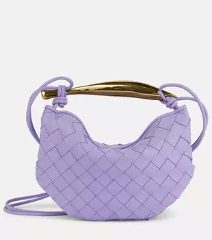 Кожаная сумка через плечо Sardine Mini Bottega Veneta, фиолетовый