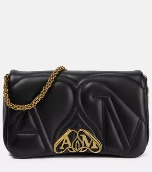 Кожаная сумка через плечо seal Alexander Mcqueen, черный