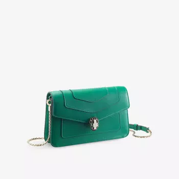Кожаная сумка через плечо Serpenti Forever Bvlgari, зеленый