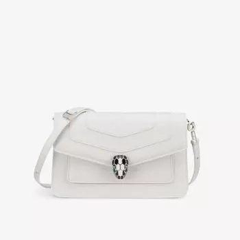Кожаная сумка через плечо Serpenti Forever East-West Bvlgari, белый