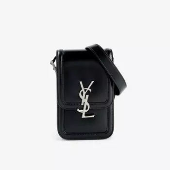 Кожаная сумка через плечо Solferino с металлической пластинкой Saint Laurent, цвет nero