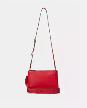 Кожаная сумка через плечо среднего размера на молнии Lauren Ralph Lauren, красный