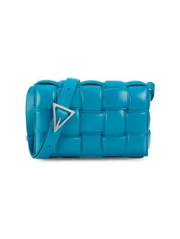 Кожаная сумка через плечо среднего размера с кассетой Bottega Veneta, цвет Blast Blue