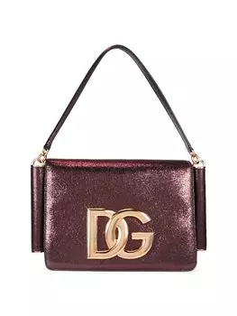 Кожаная сумка через плечо среднего размера с логотипом Dolce & Gabbana, цвет Dark Purple