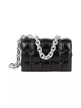 Кожаная сумка через плечо The Chain Cassette Bottega Veneta, черный
