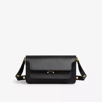 Кожаная сумка через плечо Trunk Marni, черный