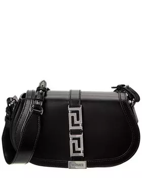 Кожаная сумка через плечо Versace Greca Goddess, черный