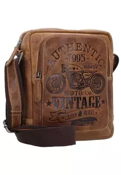 Кожаная сумка через плечо Vintage Cafe Racer 23 см Green Burry, коричневый