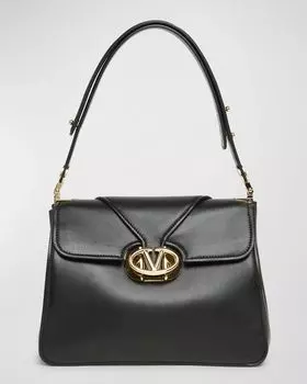 Кожаная сумка через плечо VLOGO среднего размера Valentino Garavani, цвет Nero