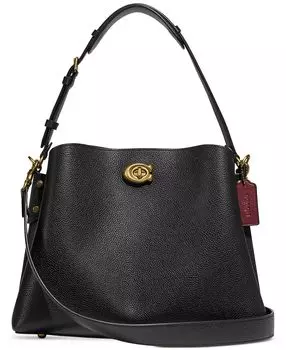 Кожаная сумка через плечо willow COACH, черный
