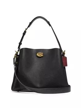 Кожаная сумка через плечо Willow COACH, черный