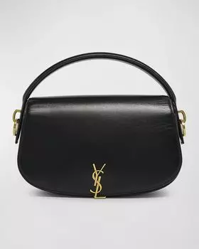 Кожаная сумка через плечо YSL с клапаном Saint Laurent, цвет Black