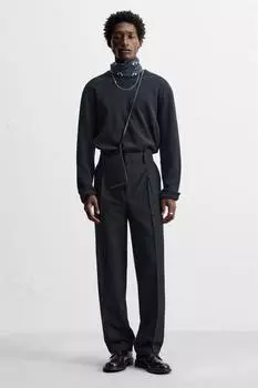 Кожаная сумка через плечо ZARA, черный