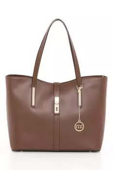 Кожаная сумка Como с металлическим логотипом Mia Tomazzi, коричневый