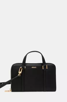 Кожаная сумка Dkny с логотипом, черный