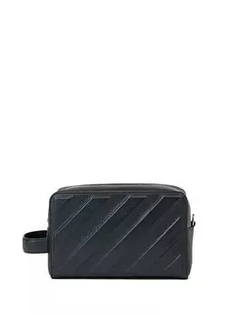 Кожаная сумка для бритья с логотипом Off-White, черный
