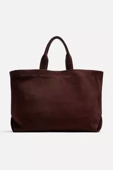 Кожаная сумка для покупок ZARA, цвет Burgundy Red