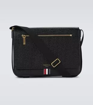 Кожаная сумка для репортера Thom Browne, черный