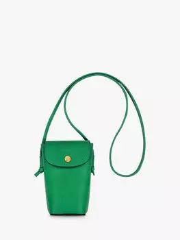 Кожаная сумка для телефона Longchamp pure, зеленая