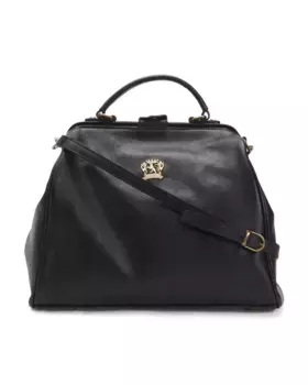 Кожаная сумка Doctor Made In Italy с застежкой Kiss Lock Pratesi, черный