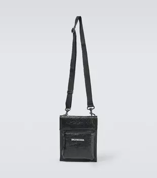 Кожаная сумка explorer с ремешком Balenciaga, черный