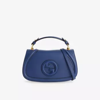 Кожаная сумка Gucci Blondie с верхней ручкой, синий