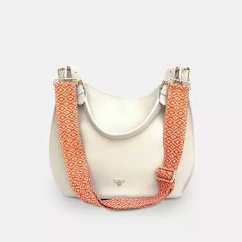 Кожаная сумка Harriet Stone с оранжевым ремешком, вышитым крестиком Apatchy London
