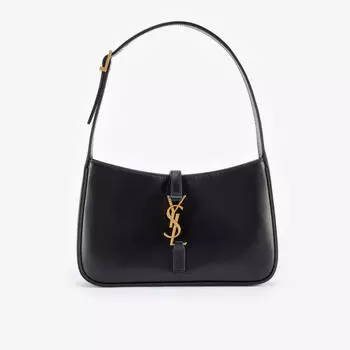 Кожаная сумка-хобо Le 5 7 с монограммой Saint Laurent, черный