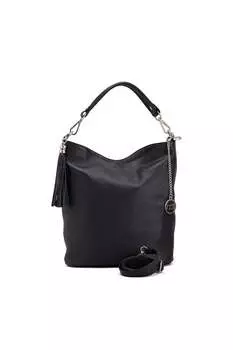 Кожаная сумка Хобо Mia Tomazzi, черный