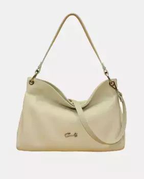 Кожаная сумка-хобо на молнии и ремне через плечо Cats, цвет Crudo