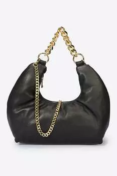 Кожаная сумка-хобо с ремешком-цепочкой Massimo Castelli, черный