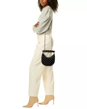 Кожаная сумка-хобо Valentino Rockstud Spike, черный