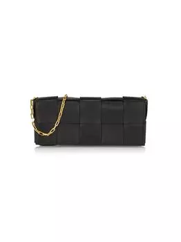 Кожаная сумка Intrecciato Baguette Bottega Veneta, черный