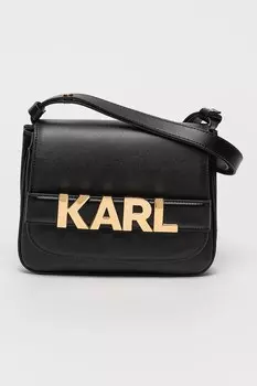 Кожаная сумка K/Letters Karl Lagerfeld, черный