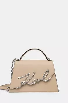 Кожаная сумка Karl Lagerfeld, бежевый
