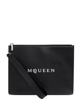 Кожаная сумка-клатч Alexander McQueen, черный
