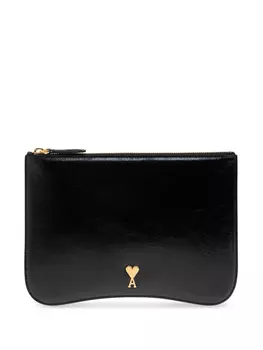 Кожаная сумка-клатч AMI Paris, черный