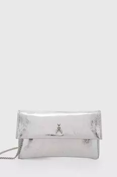 Кожаная сумка-клатч Patrizia Pepe, серебряный