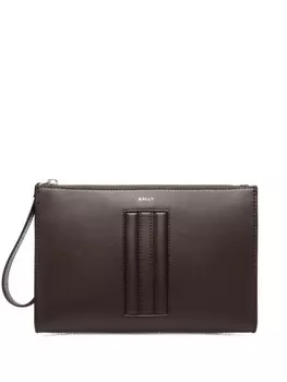 Кожаная сумка-клатч с панельной отделкой Bally, коричневый