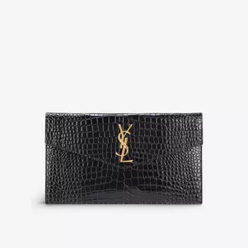 Кожаная сумка-клатч Uptown Saint Laurent, черный