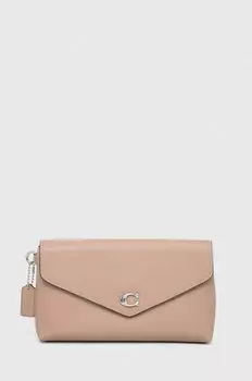 Кожаная сумка-клатч Wyn Clutch Coach, бежевый