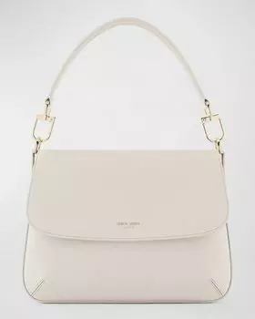 Кожаная сумка La Prima среднего размера с верхней ручкой Giorgio Armani, цвет White