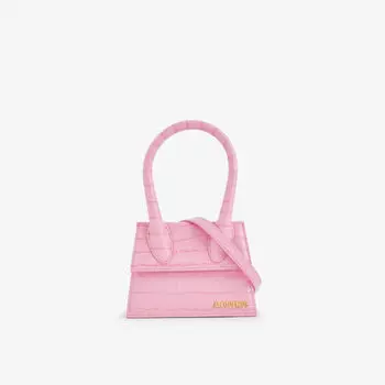 Кожаная сумка Le Chiquito среднего размера с верхней ручкой Jacquemus, розовый