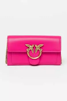 Кожаная сумка Love One с металлическим логотипом Pinko, фуксия